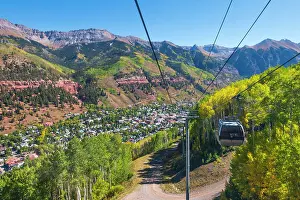 Elevated Viewpoints Prints: USA, Colorado, Telluride viewed from the Mountain Village Gondola or Cable Car