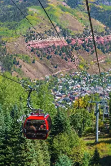 Elevated Viewpoints Prints: USA, Colorado, Telluride viewed from the Mountain Village Gondola or Cable Car