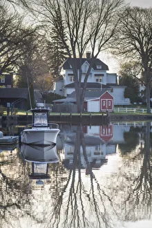 Essex Prints: USA, Connecticut, Essex, town harbor, dawn