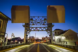 Northeastern Prints: USA, Connecticut, Mystic, Mystic River Bascule Bridge, dawn