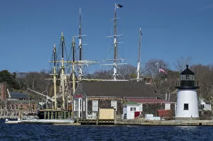 USA, Connecticut, Mystic, view of Mystic Seaport