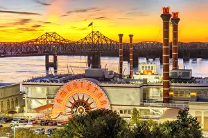 Deep South Prints: USA, Deep South, Mississippi, Vicksburg, Mississippi river and Casino