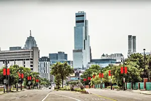 John Coletti Prints: USA, Detroit, Michigan, Looking Down Gratiot Avenue