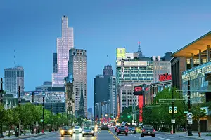 John Coletti Prints: USA, Detroit, Michigan, Looking Down Woodward Avenue