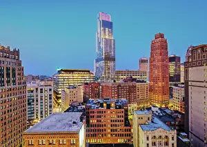 John Coletti Prints: USA, Detroit, Michigan, New Modern Hudson Building Rises Above The Detroit Skyline