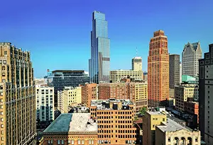 Hudson Building Prints: USA, Detroit, Michigan, New Modern Hudson Building Rises Above The Detroit Skyline