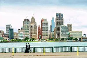 John Coletti Prints: USA, Detroit, Michigan, Skyline View From Windsor