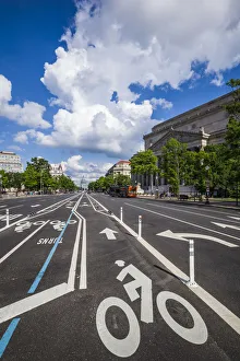 Mid Atlantic Prints: USA, District of Columbia, Washington, bike lane, Pennsylvania Avenue