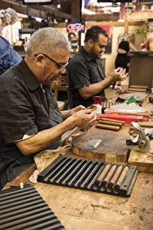 Cigars Prints: USA, East Coast, New York, Bronx, Belmont, Little Italy, cigar factory at the market