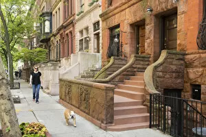 Images Dated 14th September 2015: USA, East Coast, New York, Manhattan, Upper Westside, woman walking her dog down 71st