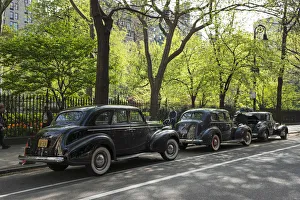 USA, East Coast, New York, Manhattan, New York, Classic cars parked by Gramercy Park