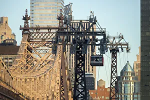 Queensboro Prints: USA, East Coast, New York, Manhattan, Midtown, Roosevelt Island Tram with Queensboro