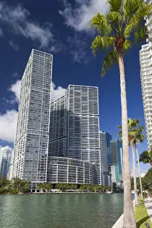 USA, Florida, Miami, city skyline from Brickell Key