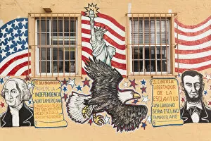 Images Dated 23rd May 2013: USA, Florida, Miami, Little Havana, Calle Ocho, SW 8th Street, wall mural with George
