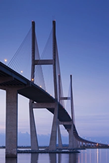 Southern Usa Prints: USA, Georgia, Brunswick, Sidney Lanier Bridge, across the Brunswick River