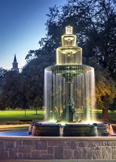 Southern Prints: USA, Georgia, Macon, Tattnall Square Park Fountain