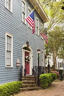 Historic District Prints: USA, Georgia, Savannah, typical house in the Historical District