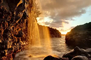 Falls Collection: USA, Hawaii, Kauai, Queens Bath and waterfall