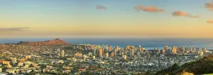 Beach Resort Prints: USA, Hawaii, Oahu, Honolulu Skyline and Diamond Head Crater, from Puu Ualakaa State Park