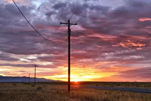 USA, Idaho, Highway 20 near Arco, Desert Sunrise