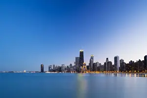Hancock Center Prints: USA, Illinois, Chicago. The City Skyline from North Avenue Beach