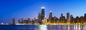 USA, Illinois, Chicago. The City Skyline from North Avenue Beach