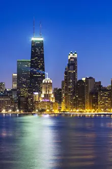 USA, Illinois, Chicago. The City Skyline from North Avenue Beach