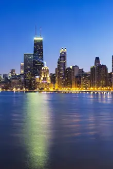 USA, Illinois, Chicago. The City Skyline from North Avenue Beach