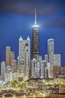 Architecture Prints: USA, Illinois, Chicago, Hancock Tower and City Skyline