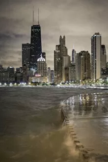 Images Dated 11th February 2014: USA, Illinois, Chicago, The Hancock Tower and Downtown skyline from Lake Michigan