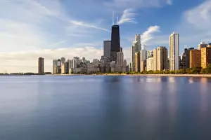 Illinois Prints: USA, Illinois, Chicago, The Hancock Tower and Downtown skyline from Lake Michigan