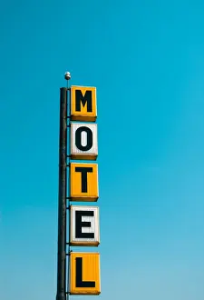 Abandoned Prints: USA, Illinois, Route 66, Broadwell, Old Motel sign