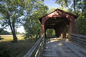 Covered Prints: USA, Illinois, Sugar Creek, Covered Bridge west of Old Route 66