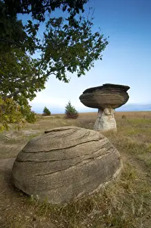 Weathered Prints: USA, Kansas, Ellsworth County, Mushroom Rock State Park, Dakota Sandstone Formations