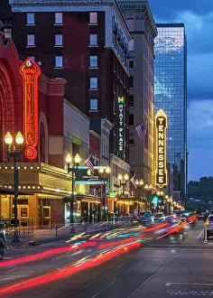 Theater Prints: USA, Knoxville, Tennessee, South Gay Street, Tennessee Theater, Downtown, Dusk