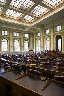 USA, Maine, Augusta, Maine State House, chamber of The State House of Representatives