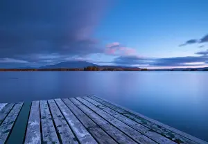 USA, Maine, Baxter State Park, Lake Millinocket and Mount Katahdin