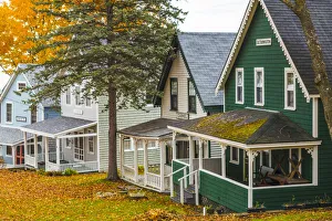 Eastern Usa Prints: USA, Maine, Bayside, Bayview Cottages, oceanside community of cottages at former religious