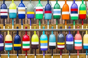 Images Dated 26th September 2018: USA, Maine, Cape Neddick, new lobster buoys for sale