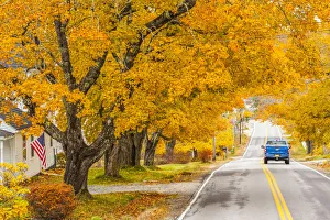Eastern Usa Prints: USA, Maine, Deer Isle, Sunset Road, autumn