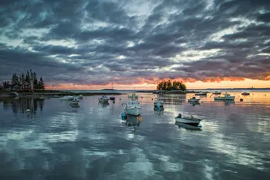 USA, Maine, Newagen harbor view by The Cuckolds islands