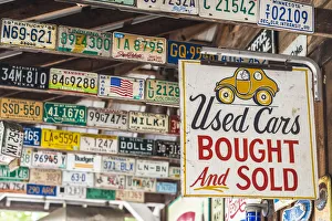 Northeastern Prints: USA, Maine, Wells, antique license plates