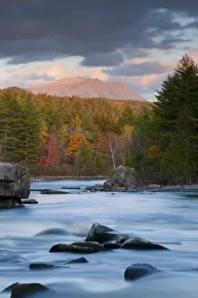 Images Dated 12th October 2009: USA, Maine, West Branch of the Penobscot River and Mount Katahdin in Baxter State Park
