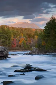 USA, Maine, West Branch of the Penobscot River and Mount Katahdin in Baxter State Park