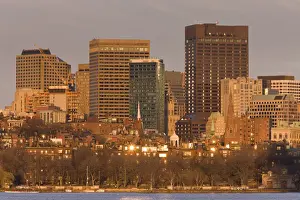 USA, Massachusetts, Boston, Financial District from the Charles River
