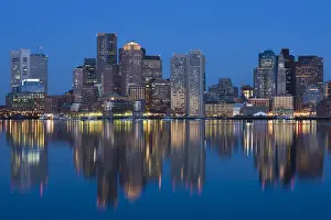 USA, Massachusetts, Boston, Financial District from East Boston