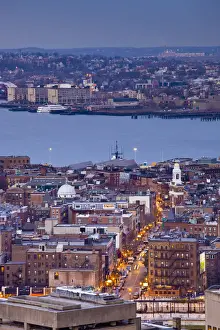 Little Italy Prints: USA, Massachusetts, Boston, high angle view of The North End, LIttle Italy, by Hanover