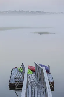 North Shore Prints: USA, Massachusetts, Cape Ann, Annisquam, Annisquam Harbor in summer fog