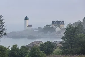 North Shore Prints: USA, Massachusetts, Cape Ann, Annisquam, Annisquam Lighthouse in fog
