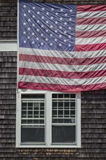 Chatham Prints: USA, Massachusetts, Cape Cod, Chatham, US flag